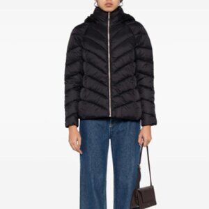 NWOT Michael Kors Chevron Quilted Nylon Packable Puffer Jacket Black